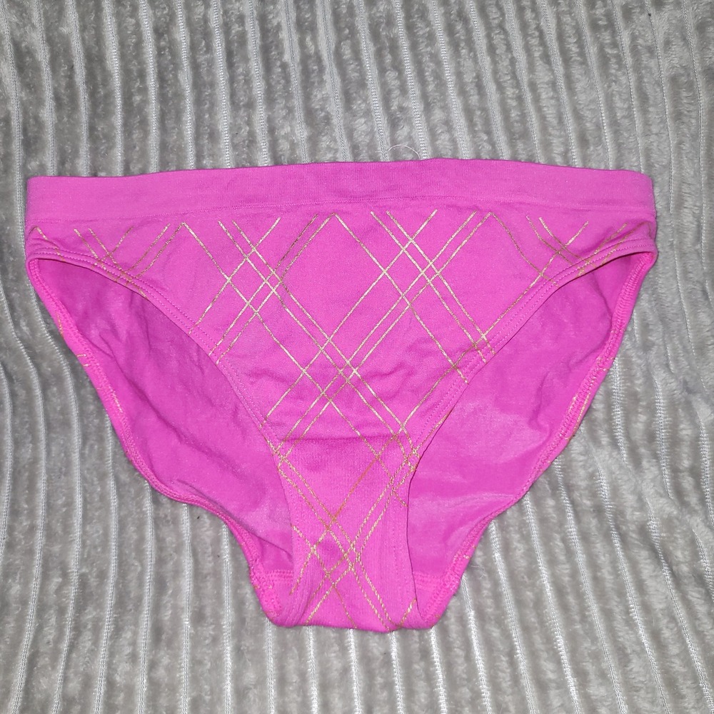 Victoria's Secret Pink Gold Metallic Plaid Bikini Underwear Small RN54867 nwot